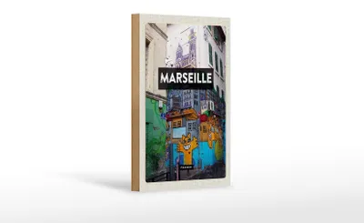 Produktbild von Holzschild Reise 12x18cm Marseille France Reiseziel Dekoration