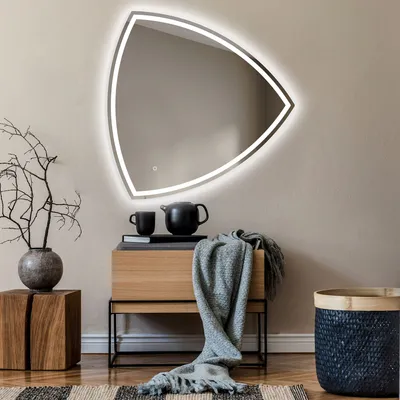 Produktbild von Unregelmäßiger asymmetrischer Spiegel mit LED Beleuchtung 54x54 cm - mit LED Beleuchtung - LED Farbe Kaltweiß 7000K - Individuell Nach Maß - Beleuchtet Wandspiegel Lichtspiegel Badezimmerspiegel - Sensor Schalter - TRR223