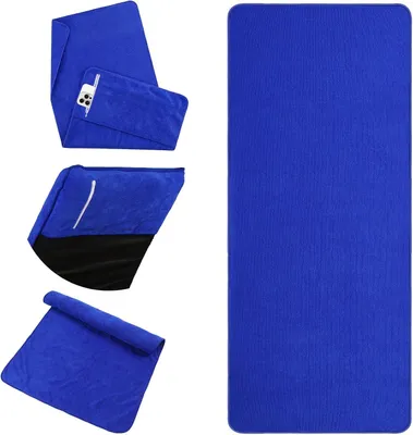 Obrázek produktu pro Ručník z mikrovlákna, rychle schnoucí, rozměry 50 x 125 cm, s kapsou na zip, vhodný pro sport