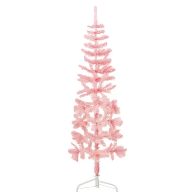 Zdjęcie produktu dla Maison Exclusive - Sztuczne, pół-choinki świąteczne z podstawą, wąska, różowa, 150 cm