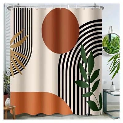 Produktbild von Boho-Duschvorhang für das Badezimmer, modern und geometrisch, wasserdicht, 183 x 183 cm