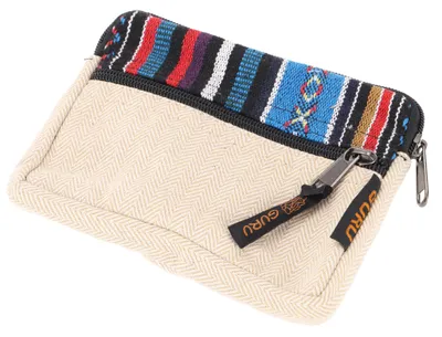 Produktbild von Ethno Portemonnaie, Geldbeutel, Utensilo, Kosmetiktasche - Blau, Uni - Erwachsene, Baumwolle, 14*17*3 cm, Portemonnaies