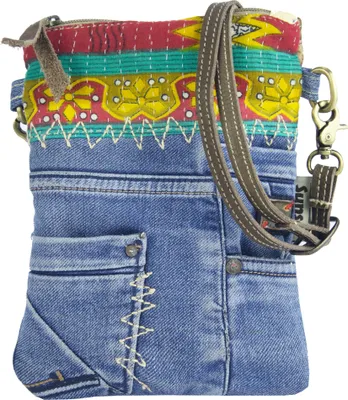Produktbild von Sunsa Damen Taschen Umhängetasche Handtasche Canvas mit Jeans & Leder/Baumwolle. Kleine Vintage Crossbody Tasche/bag Schultertasche, Geschenkideen für Frauen/Mädchen nachhaltige Produkte
