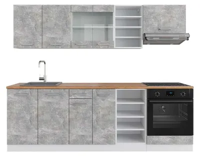 Zdjęcie produktu dla Zabudowa kuchenna Vicco R-Line Beton/Biały 240 cm , BP Dąb, Model 42588