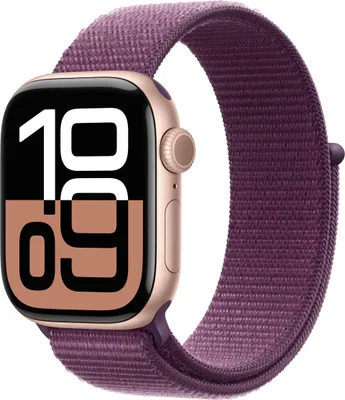 A close-up studio shot of a smartwatch with a fabric band.