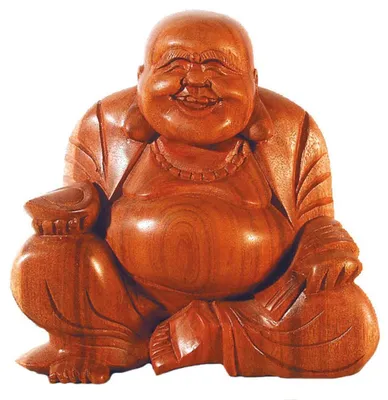 Produktbild von Lachender Buddha im Lotossitz Holz braun 15cm