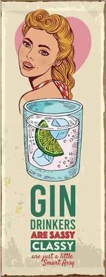 Produktbild von vianmo Holzschild 27x10 cm Gin Drinkers are sassy classy Essen Trinken