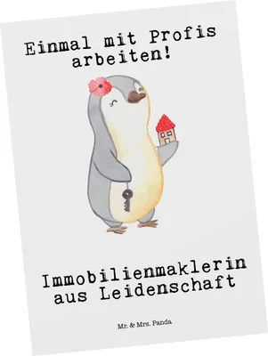 Produktbild von Mr. & Mrs. Panda Grußkarte Immobilienmaklerin Leidenschaft - Weiß - Geschenk, Ausbildung, Lustig, Spruch, Witzig, Postkarte, einzelkarte, Ansichtskarte, Postkarten