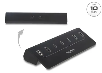 Immagine prodotto di Hub USB da 10 Gbps con 3 porte USB-C e 4 porte USB-A, in metallo, a 7 porte