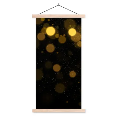 Produktbild von MuchoWow® Textilposter Gold - Abstrakt - Luxus - Schwarz 60x120 cm mit holzfarbenen Rahmen - Holz