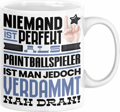 Produktbild von Paintballspieler Geschenk Tasse Lustige Geschenkidee für Paintballspieler Geburtstag Kaffee-Becher Niemand Ist Perfekt Aber Als Paintballspieler Ist Man Nah Dran (Weiß)