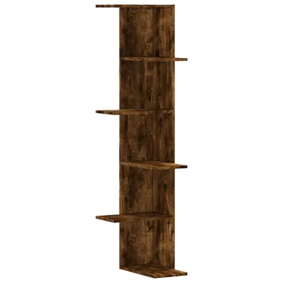 Obrázek produktu pro vidaXL Rohová nástěnná police z kouřového dubu 36,5x36,5x140 cm Materiál na bázi dřeva