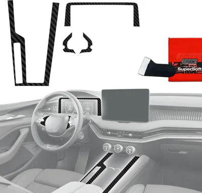 Image de Films de protection 4 en 1 pour console centrale et tableau de bord - Skoda Superb 4 (2024-2025) Aspect carbone mat Anti-traces de doigts Grizz Protector