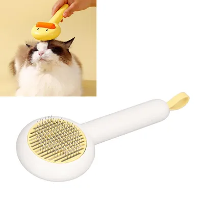 Produktbild von ZELURXX Katzenkämme, Haustierbürste, Selbstreinigung, Rutschfest, Ein Klick Haarentfernung, Katze Hund Grooming Kamm, für Haustier Salon, 8,5 x 23 cm