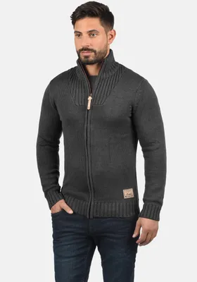 Produktbild von SOLID SDPoul Herren Strickjacke Cardigan Grobstrick Pullover mit Stehkragen Baumwollmischung Regular fit