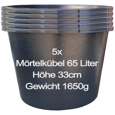 Produktbild von 5 Stk. 65 Liter Mörtelkübel Baueimer Mörteleimer Putzeimer Maurereimer Eimer