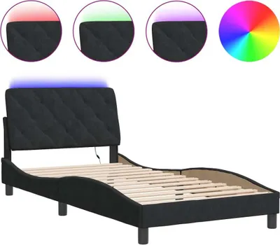 Obrázok produktu pre vidaXL Rám postele s LED bez matraca čierny 100x200 cm zamat