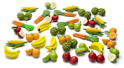 Produktbild von 35x Gemüse Obst Miniblings Kaufmannsladen Lebensmittel Figur Essen Apfel Banane