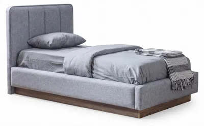 Zdjęcie produktu dla Eleganckie łóżko z pojemnikiem 120x200, szare, tapicerowane, nowoczesne