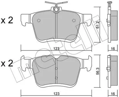 Produktbild von METELLI 22-0951-0 Bremsbeläge Satz Hinten Bremsklötze für VW Golf VII Schrägheck (5G1, BQ1, BE1, BE2) Golf VII Variant (BA5, BV5) T-Roc (A11) Touran