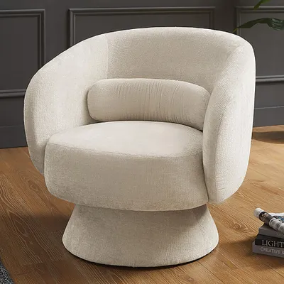 Produktbild von riess-ambiente Drehbarer Design Sessel BOSSA NOVA beige Chenille Lesesessel Relaxsessel Polstersessel