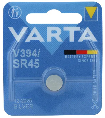 Produktbild von Varta Primary Silver Button V394, Einwegbatterie, Nickel-Oxyhydroxid (NiOx), 1,55 V, 1 Stück(e), 67 mAh, 9,5 mm