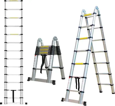 Image de Échelle télescopique rétractable en aluminium, 4,4 m, légère