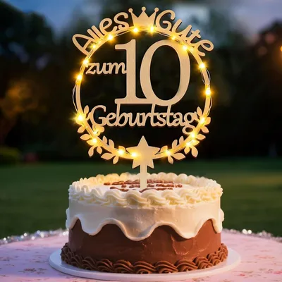Immagine prodotto di Decorazioni per torta di compleanno, 10 anni, bambina - Topper per torta per il 10° compleanno di una bambina