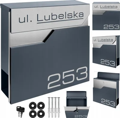 Obrázek produktu pro Poštovní Schránka S Adresou A Číslem Domu, Personalizovaná, Antracitová, Xxl