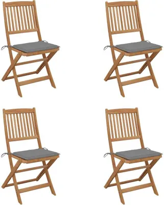 Produktbild von Klappbare Gartenstühle 4 Stk. mit Kissen Massivholz Akazie