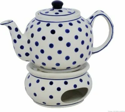 Produktbild von Original Bunzlauer Keramik 1,0 Liter Teekanne Ø23 cm mit Stövchen Design 37