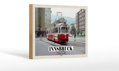 Produktbild von Holzschild Reise Innsbruck Österreich Pradl Stadt 18x12 cm Dekoration