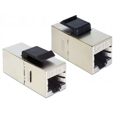 Produktbild von DeLOCK Keystone Modul RJ45 Buchse > RJ45 Buchse Cat.6 kompakt 25 Stück, Flach, Schwarz, Grau, RJ-45, RJ-45, Weiblich, Gold