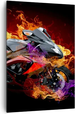 Produktbild von Bild auf Leinwand - Leinwandbild - Einteilig - Motorrad Feuer Abstraktion - 70x100cm - Wand Bild - Wanddeko - Wandbilder - Leinwanddruck - Wanddekoration - Leinwand bilder - Wandbild - PA70x100-0177