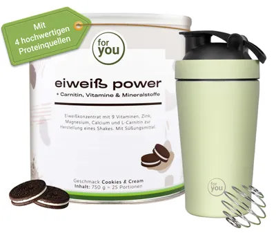 Produktbild von for you power Eiweiß mit Gratis Shaker