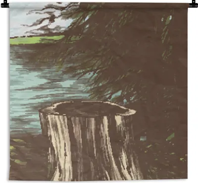 Produktbild von MuchoWow® Wandteppich Wandbehang Baum - Meer - Illustration 150x150 cm Tapisserie Dekoration Wandtuch - Wohnaccessoires - Modernes