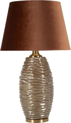 Obrázok produktu pre Stolná lampa Praha sklo železo látka hnedá zlatá Ø45.5x79cm E27 max40W