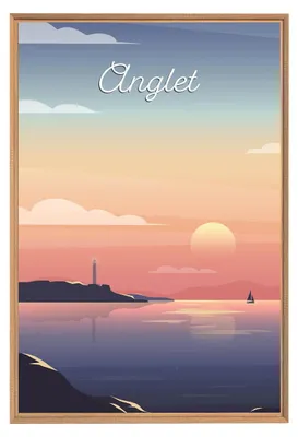Image de Tableau mural encadré illustration Anglet 65x97 cm, Tableau mural moderne pour décoration intérieure