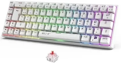 Image de Clavier mécanique - Sans fil, pour le gaming - Performances optimales pour les jeux - Format compact 65% - Disposition AZERTY - Blanc
