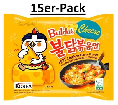 Produktbild von 15er-Pack SAMYANG Buldak Hot Chicken Ramen Cheese Flavour 140g