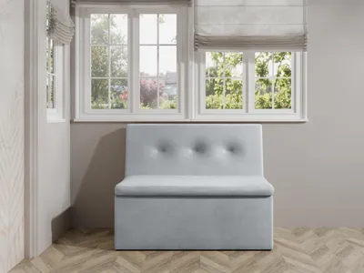 Produktbild von JKG Meble Essbank für Küche - Sitzbank Esszimmer mit Aufbewahrungsbehälter - Esszimmerbank Küche - Velours - Küchensofa - Grau - 140cm