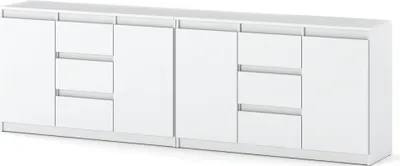 Zdjęcie produktu dla Komoda Biała Mat Meblościanka Do Salonu Sypialni 4 Szuflady Szafka 240Cm