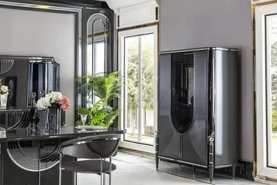 Produktbild von Vitrine Glas Design Schwarz 130 x 54 x 190 cm JVmoebel