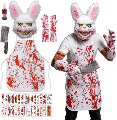 Image de Costume d'horreur - Masques d'Halloween effrayants avec effet sanglant - Accessoires - Gants - Fête d'Halloween