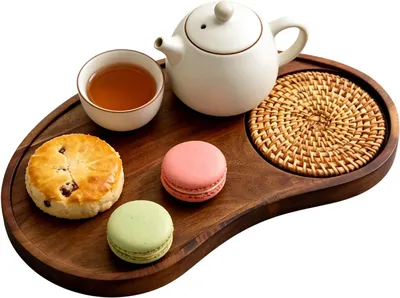 Produktbild von Dekoratives Holztablett für den Couchtisch | Servierbrett für Frühstück, Snacks, Mittagessen und Nachmittagstee, ideal für Zuhause, Wohnzimmer, Tisch, Café, Terrasse, Partys und die Bewirtung von Gästen