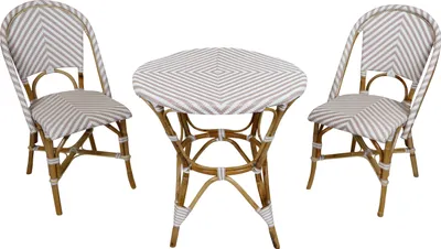 Immagine prodotto di AXI Jacqueline Tavolo e sedia da bistrot, rosa scuro/bianco, 2 sedie 1 tavolo, set da bistrot per esterni | Tavolo da bistrot con 2 sedie, rattan, design vintage