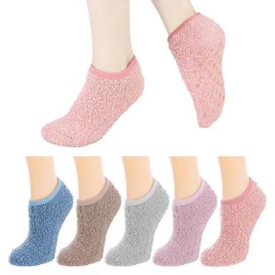 Produktbild von 5 Paar Stoppersocken Damen EU 35-40 Flauschig Rutschfest Warm Weich Polyester