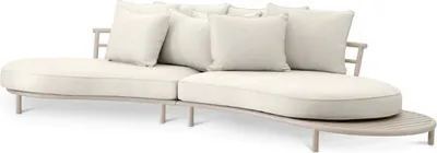 Produktbild von Casa Padrino Luxus Outdoor Garten Sofa Weißgrau / Sandfarben 330 cm - Luxus Garten Möbel