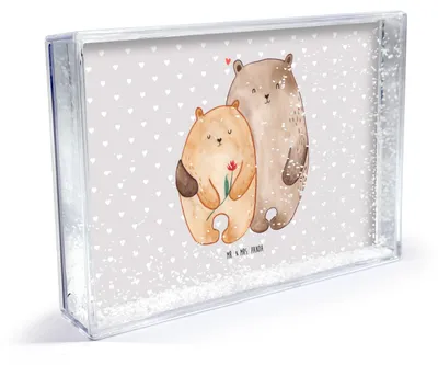 Produktbild von Mr. & Mrs. Panda Bilderrahmen Bären Liebe - Grau Pastell - Geschenk, Freundin, Verknallt, 3D-Bilderrahmen, Objektrahmen, dekoartikel, Kuscheln, Hochzeitstag, Fotorahmen