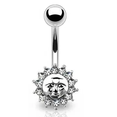 Produktbild von Taffstyle Bauchnabelpiercing Bauchnabelpiercing Stecker Sonne mit klaren Kristallen